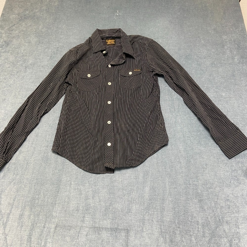 Civilianaire Sport Shirt Mens Small Black White Striped Everyday Wear Button Up